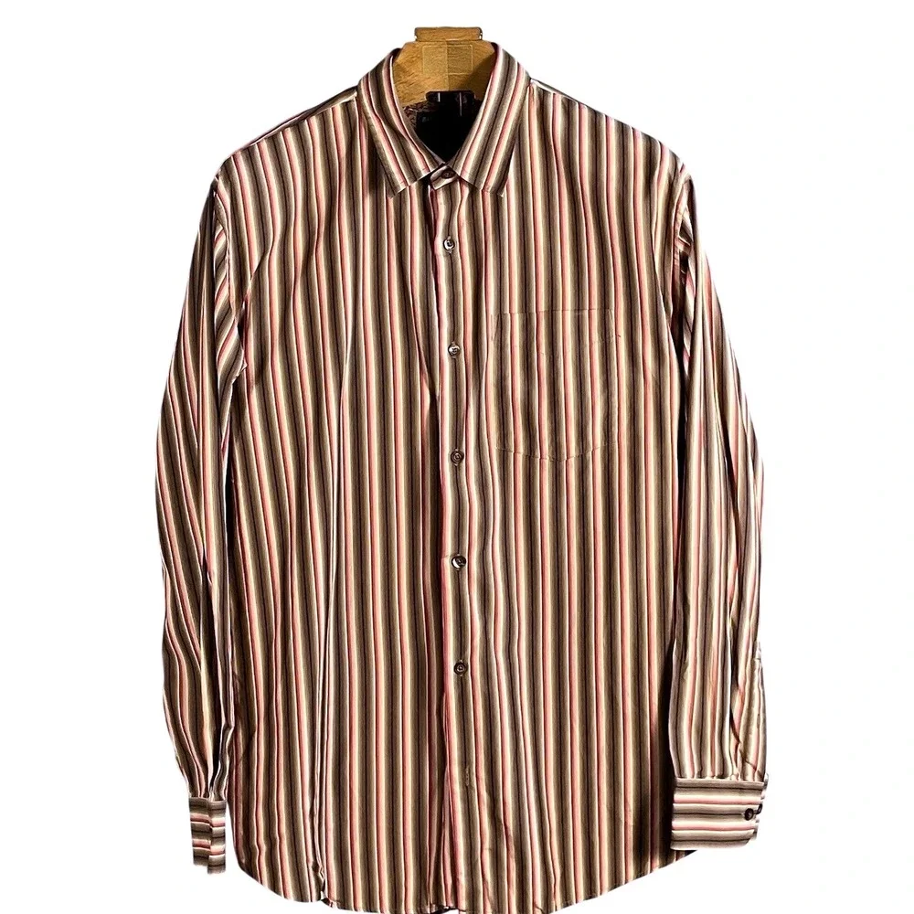 Banana Republic Shirt‎ Mens Large Button Up Vertical Stripe Long Sleeve Size 2XL